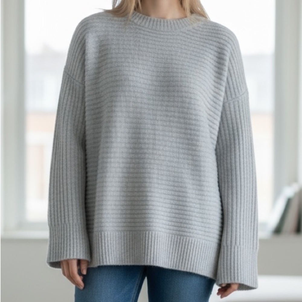 Pick 2/$15 Pink Rose Women's Gray Ribbed Sweater